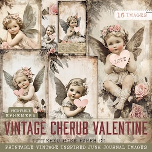 Cherub Valentine Junk Journal, Valentine Junk Journaling, Junk Journaling Valentine Ephemera, Love Junk Journaling, Valentine&#39;s Day Journal