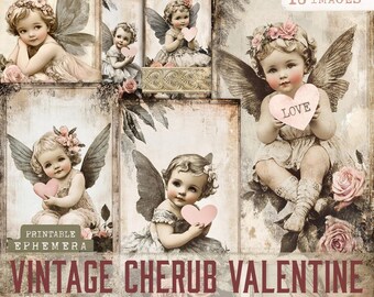 Cherub Valentine Junk Journal, Valentine Junk Journaling, Junk Journaling Valentine Ephemera, Love Junk Journaling, Valentine's Day Journal