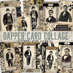Dapper Man Card Collage Junk Journal, Junk Journaling Printable, Vintage Mens Junk Journal, Gentlemen's Portraits Journal, Collage Masculine