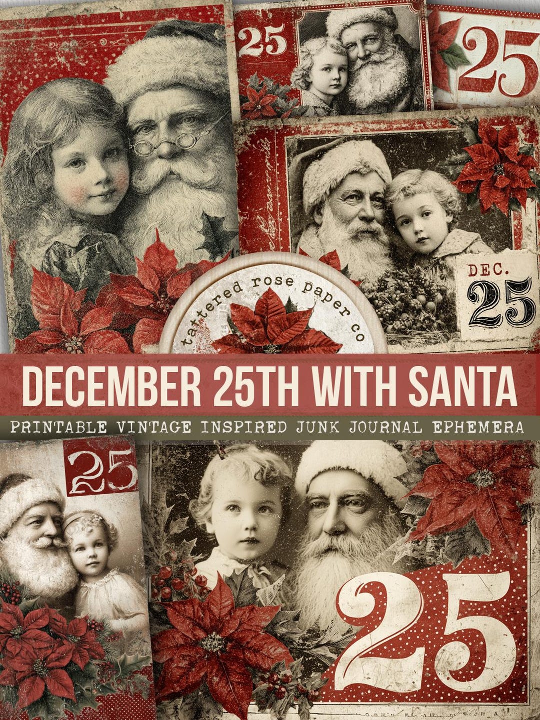 Santa Junk Journal Ephemera, Christmas Printable, Winter Journal Kit ...