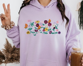 Floral Piano Hoodie: Minimalist Music Fan Comfort Colors