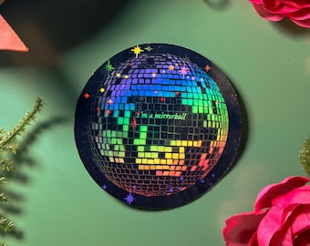 Holographic Mirrorball Sticker: Waterproof Vinyl Disco Ball Decal