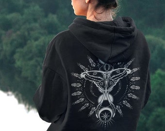 Celestial Moon Moth Hoodie - Witchy Boho Sweatshirt