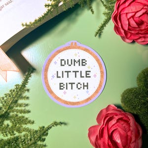 Dumb Little B*tch Aufkleber | Immer alte Scherz | Stickerei Aufkleber | Nähen Aufkleber | Kreuzstich Aufkleber | Lustiges Aufkleber Geschenk | Lustiges Aufkleber