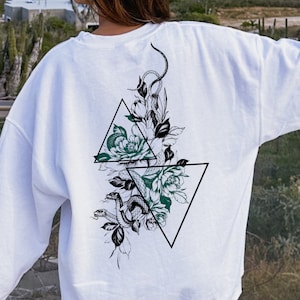 Celestial Snake Crewneck Sweatshirt: Geometric Ophiuchus Reptile Design