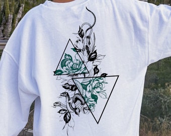 Celestial Snake Crewneck Sweatshirt: Geometric Ophiuchus Reptile Design