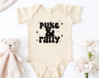 Puke & Rally Baby Bodysuit: Funny Baby Romper, New Parent Gift