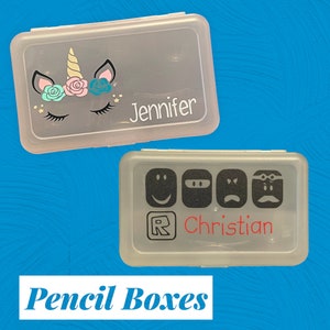 Kid&#39;s Pencil Boxes  |  Girls |  Mermaid |  Unicorn | Butterfly |  Back To School | Personalized Pencil Box | Plastic Pencil Box