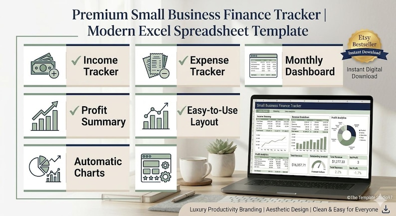 Small Business Finance Tracker Excel Template | Income & Expense ...