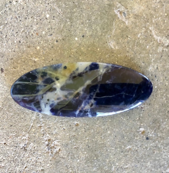 Polished Sodalite Cabochon: Dark Blue & White Pattern (50x19 mm)