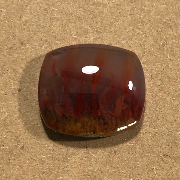 Red Flame Plume Agate cabochon
