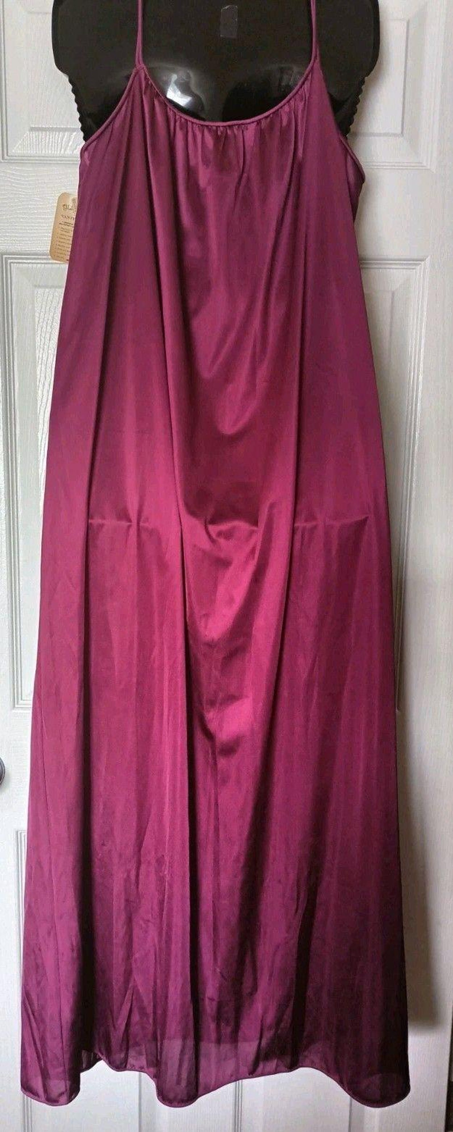 Vintage Vanity Fair Nylon Nightgown Long Deep Purple Sz Medium USA Made