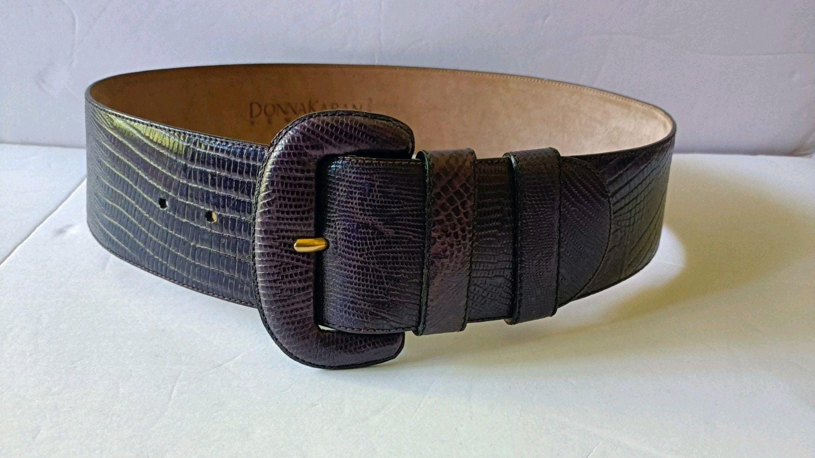 Donna Karan Leather Wide Belt MADE in ITALY Genuine Leather 