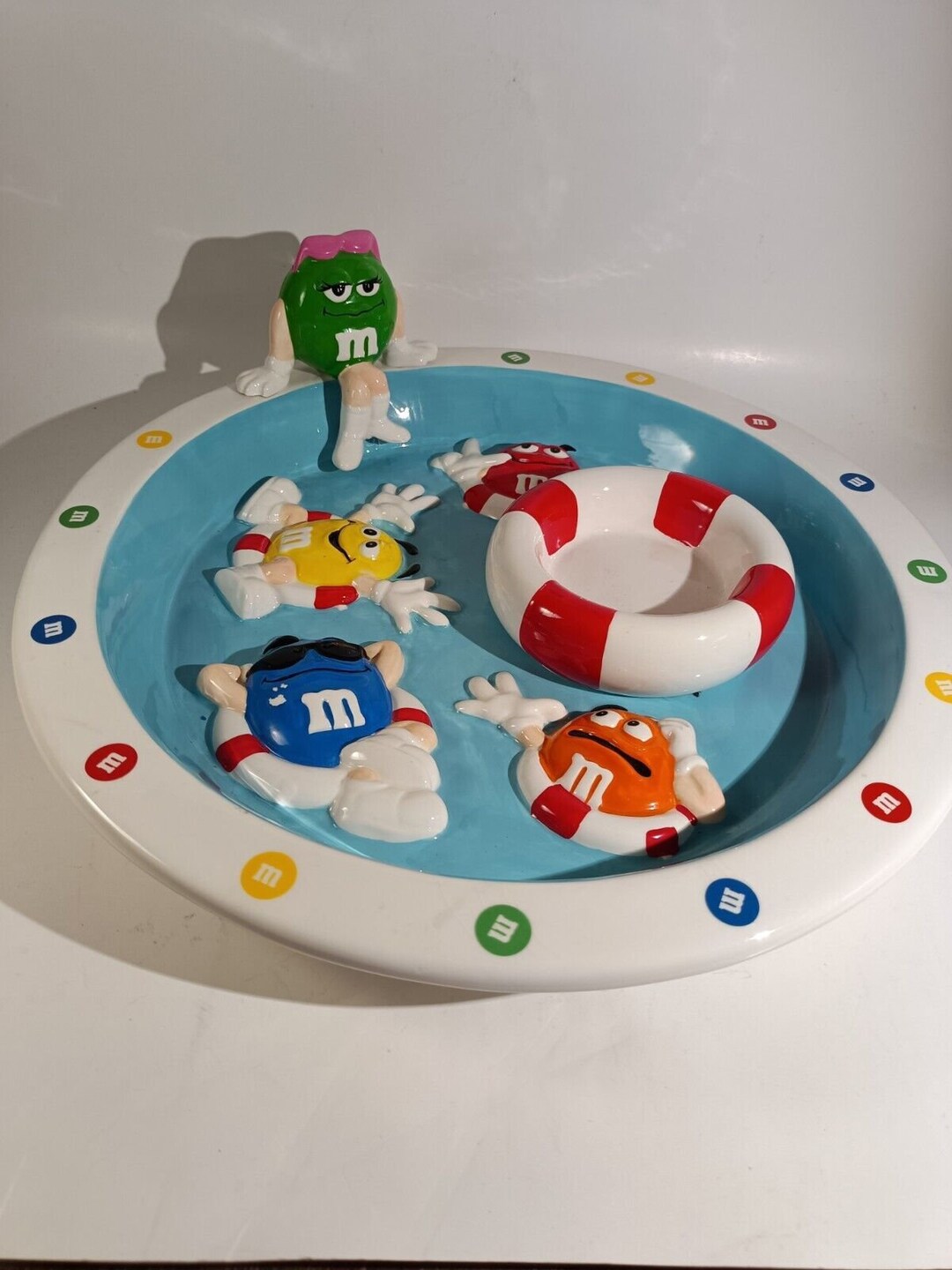 M&M Glass Swimming Pool Chip and Dip Serving Dish 13 Inches Etsy