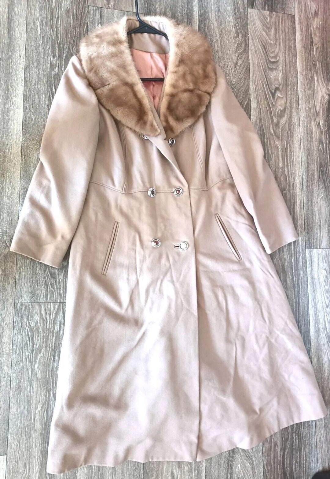 2025-25 秋冬新作  ハイブランドの Coat Lorendale Pure MADE Collar Fur Vintage Tan Woman's Wool ジャケット・アウター