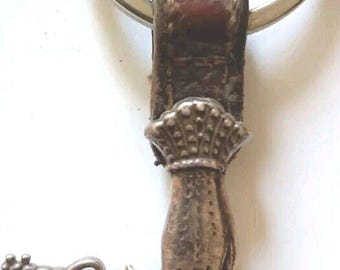 Brighton Keychain Hand Holding Purse w/ Heart Key Leather Fob Vintage