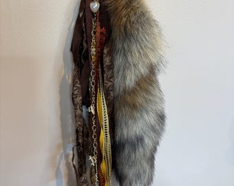 Fox Tail Keychain with Handmade Accent Chain “Nymeria”