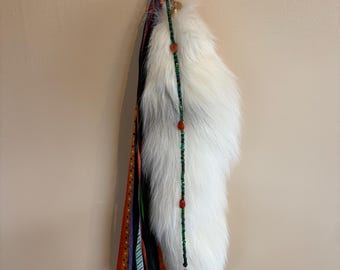 Artic Cross Fox Tail Keychain with Handmade Accent Chain “Ravenna”