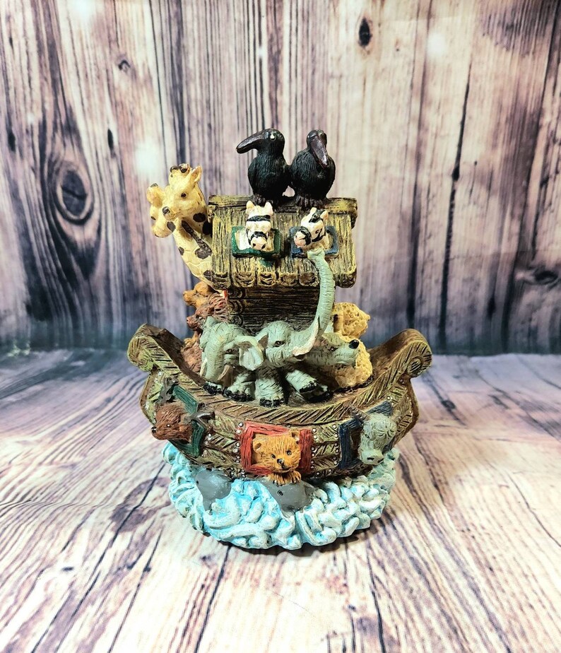 Vintage Noah's Ark Music Box Plays it's A Small World After All Etsy