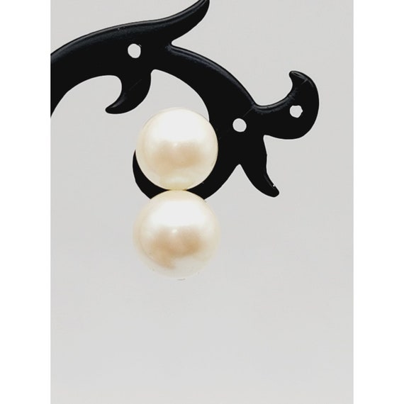 Vintage Cream Double Faux Pearl Hinged Screwback … - image 4