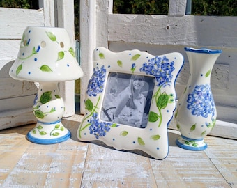 Vintage Ceramic Candle Lamp, Picture Frame, Bud Vase by International Silver Co.