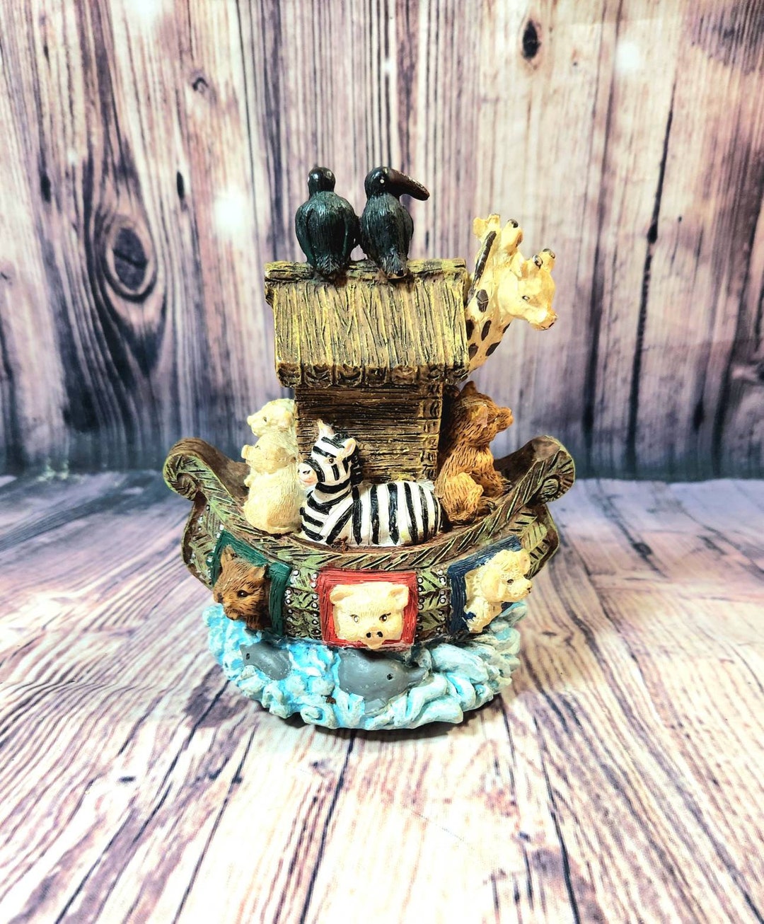 Vintage Noah's Ark Music Box Plays it's A Small World After All Etsy