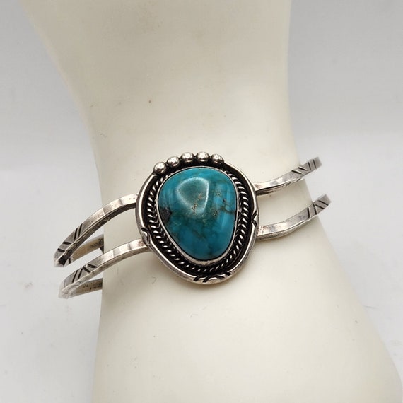 Vintage Genuine Turquoise & Sterling Native Ameri… - image 2