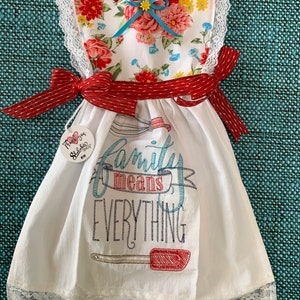 Oven door hanging kitchen tea towel dress.  Country inspired. Name: Mikaela.