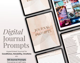 May include: Digital journal prompts for self-care and development. The cover features a watercolor background with the text "Journal for Self-Care & Development Prompts".