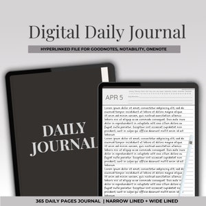 365 Tageszeitung Digital Journal Goodnotes, iPad Journal, Digitales Notizbuch, Digitales Journal mit Hyperlinks, schmales & breit gefüttertes Journal