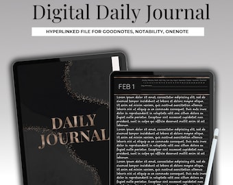 Dark Mode Digital Daily Journal, Goodnotes, Notability (PDF Files)