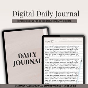 Digital Daily Journal with 366 Pages and Hyperlinks, Digital Journal for Goodnotes and Notability, iPad Notebook, OneNote Journal