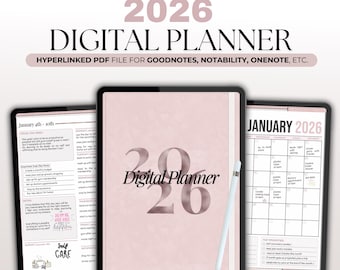 2026 Pink Digital Planner for GoodNotes and Notability | With Dated Daily, Weekly, Monthly Planning Pages