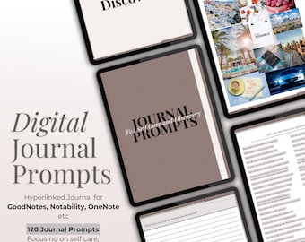 Digital Journal with 120 Prompts for Goodnotes and Notability Wellness Journal Daily Journal for iPad Goodnotes Notebook with Vision Board