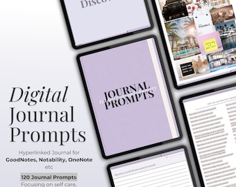 Digital Journal Prompts for Goodnotes, iPad journal, Daily Journal, Writing Prompts for Self Care, Notability Notebook, Wellness Journal