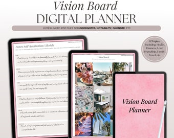 Digital Vision Board Planner, Goal Setting Workbook (PDF)