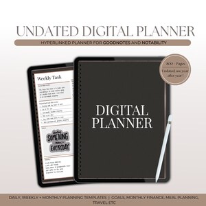 Goodnotes Undated Digital Planner for iPad and Tablet, Minimal Planner, Daily Planner, iPad Notes Template, Notability Planner, Digital Note