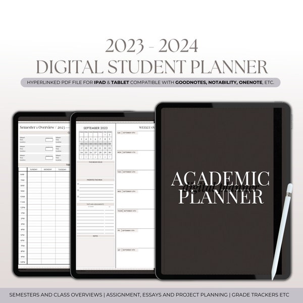 Digital Planner for Students 2023 - 2024 School Year, GoodNotes Student Planner, Academic Planner, Digital Notebook, Student Templates,