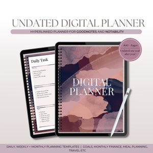 Undated Digital Planner Goodnotes, iPad Planner Template, Digital Life Planner, Themed Planner
