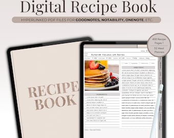 Digitaal receptenboek, GoodNotes-kookboek, wekelijkse maaltijdplanner (pdf)