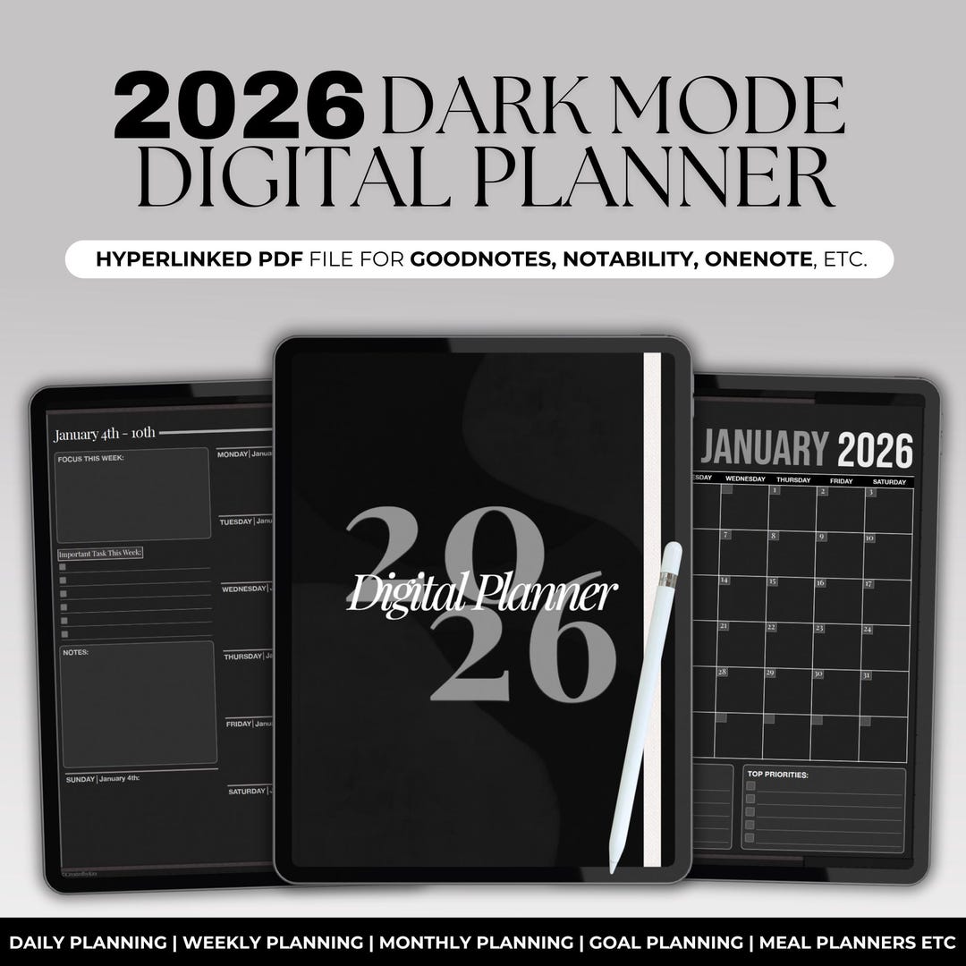 2026 Digital Planner in Dark Mode for Goodnotes and Notability, Can Be ...