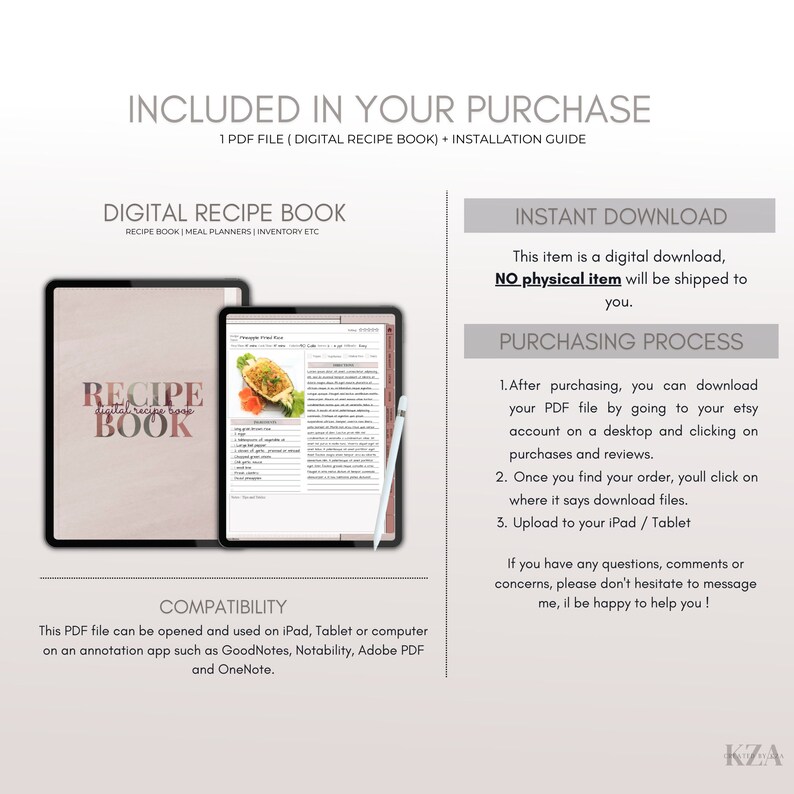 Digital Recipe Book, Hyperlinked Planner for Goodnotes, Notability (PDF ...