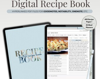 Digital Recipe Book, Goodnotes Cookbook, Meal Planner (PDF)