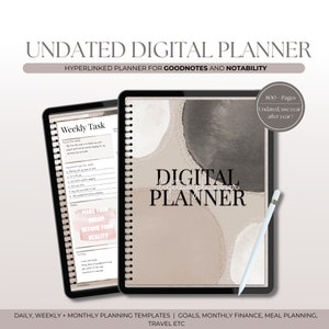 Undated Digital Planner for GoodNotes and Notability, Daily Planner for iPad, Aesthetic Planner, Weekly Planner, iPad Planner Hyperlinked