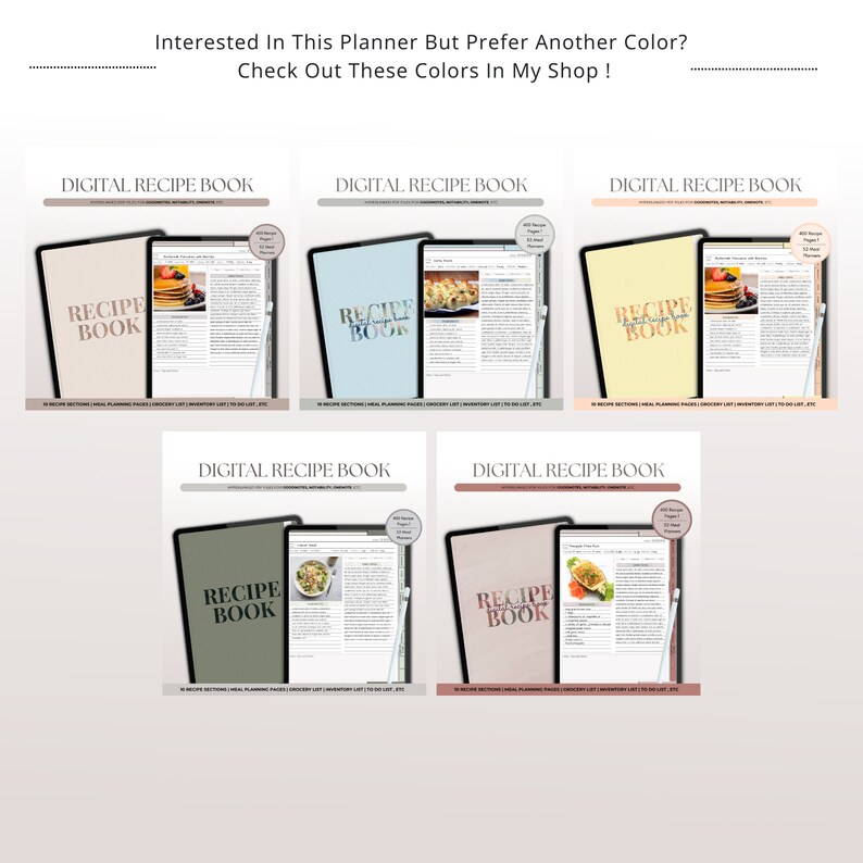 Dark Mode Digital Recipe Book, Goodnotes Cookbook (PDF) - Etsy