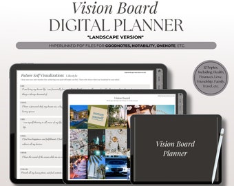 Digital Vision Board Book, Goal Planner, Goodnotes Notability Journal (PDF)