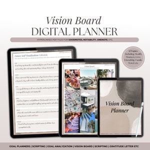 Planner per visione digitale, pianificatore per obiettivi, iPad Manifestation Journal, pianificatore digitale Goodnotes, kit per lavagna per visione, pianificatore di vita da sogno