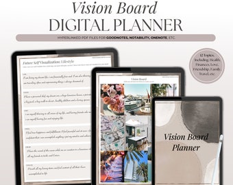 Planificador de tablero de visión digital, planificador de objetivos, diario de manifestación para iPad, planificador digital Goodnotes, kit de tablero de visión, planificador de sueños