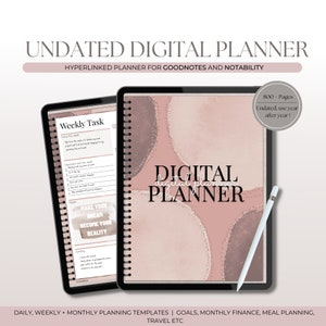 Undated Digital Planner for GoodNotes & Notability, Daily Life Planner, Pink Digital Planner, Hyperlinked Daily Planner, iPad Template