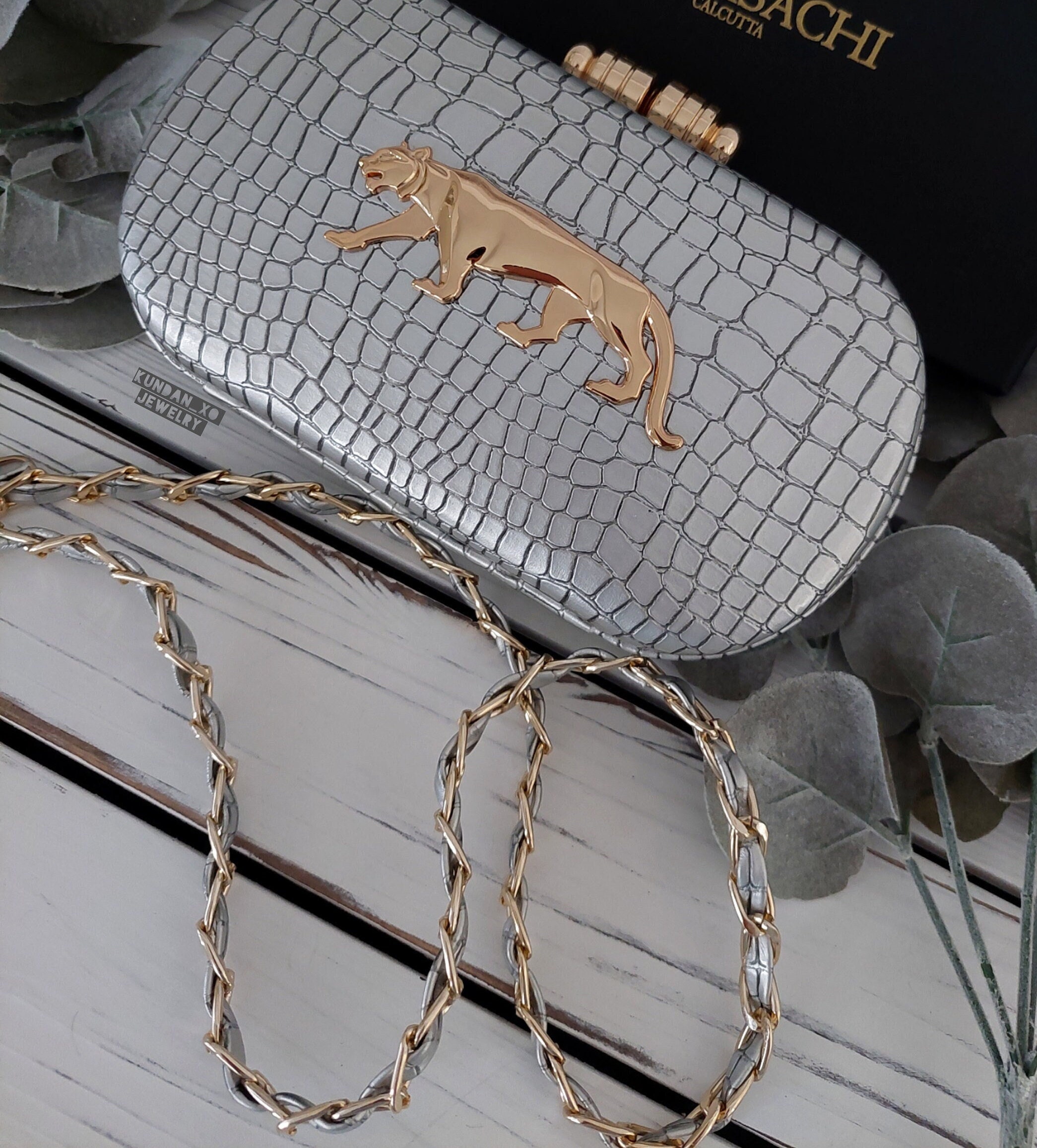 SILVER CLUTCH Silver Tiger Clutch Sabyasachi Inspired Bag Faux Croc Bag Indian Wedding Gift for Her Shoulder Bag Special Occasion Etsy Canada